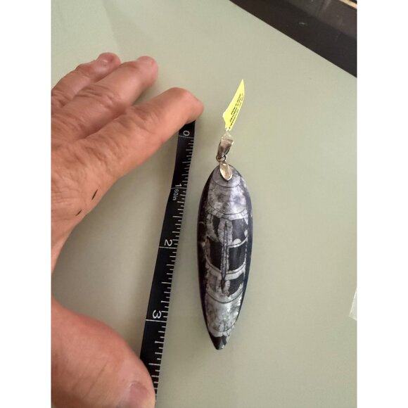 Orthoceras Fossil Pendant With Sterling Silver 925 Bail - Picture 3 of 7